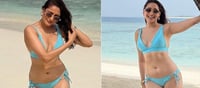 Pragya Jaiswal Serving Tropical Heat in Sky-Blue Bikini – Beach Goddess Mode Activated!